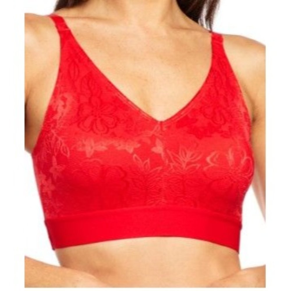Rhonda Shear 2-pk Flat Lace Bra w/Removable Pads 798-463 Size L Ruby & Black